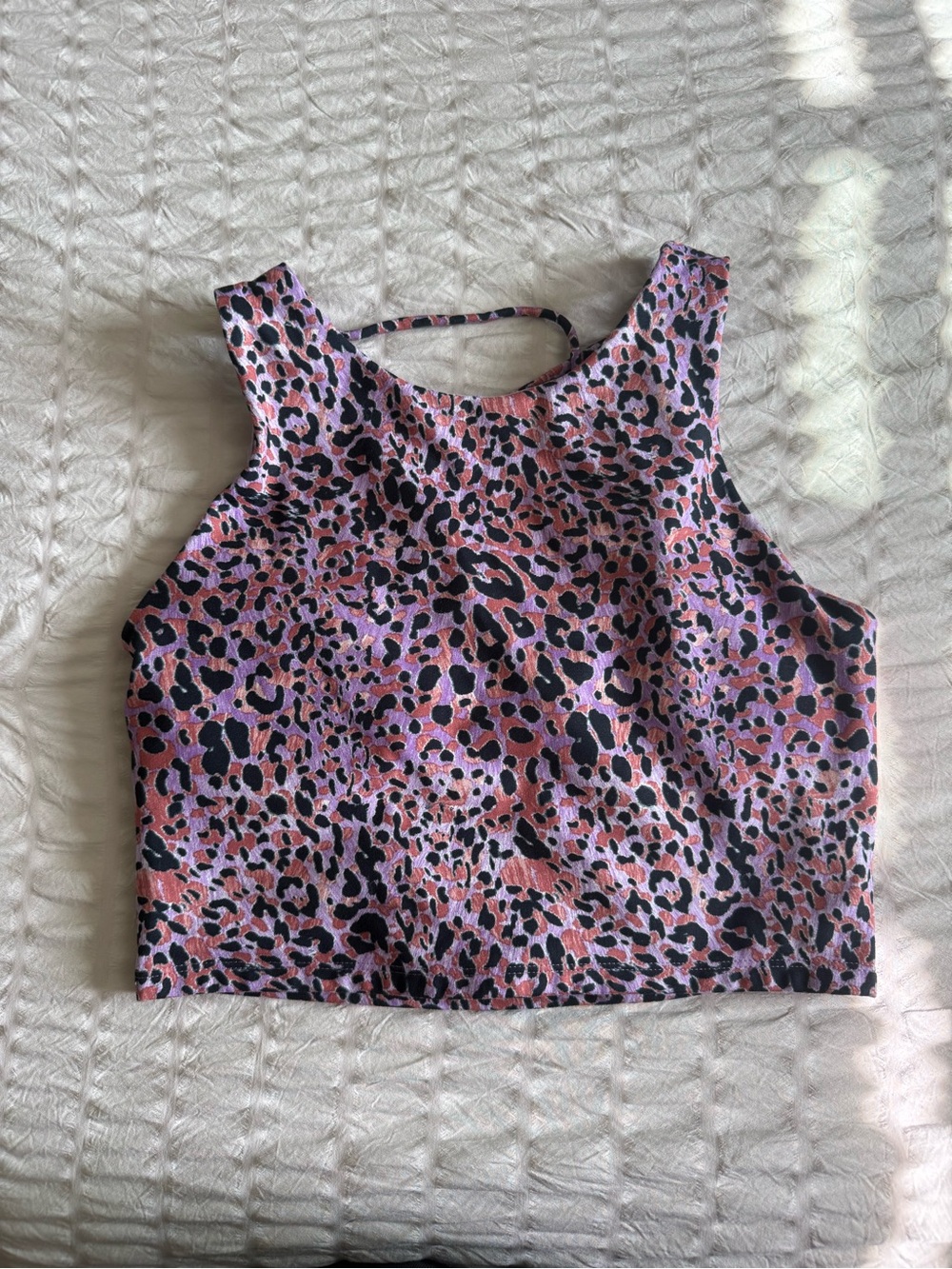 JoyLab Pink and Purple Leopard Crop Tank